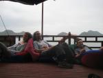 Webbers relax after an early start on the way back to Halong City