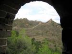 view of Great Wall from inside a watch tower