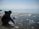 Drew has a look at the ice in Lake Baikal