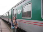 sleepy Heather arrives back in Hanoi